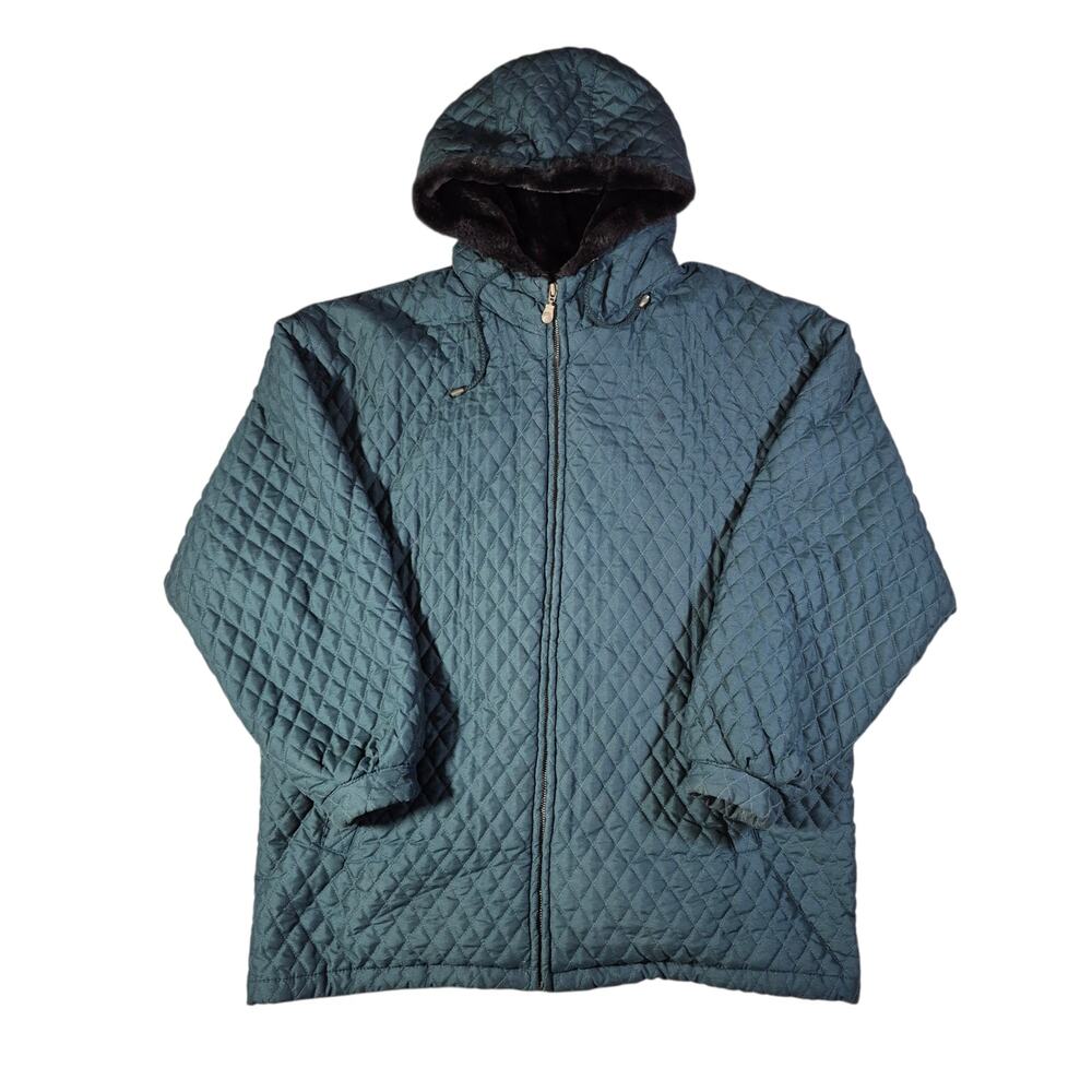 (S) Vintage Express Quilted Jacket w/ Faux Fur Lined Hood